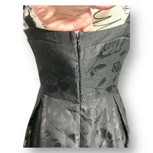 Lulus Flirtatious Crush Black Burnout Floral Pleated Bow Midi Dress Whimsygoth S