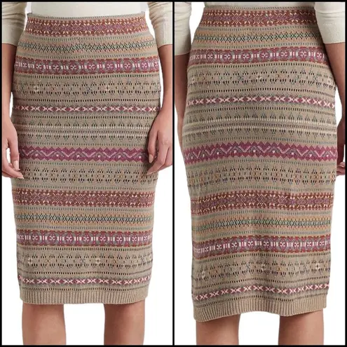 Ralph Lauren LAUREN  Fair Isle Linen Blend Pencil Skirt size XL Women Multi $185