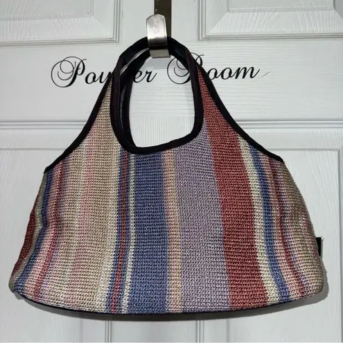 The Sak Striped Multicolor Restore Woven Crochet Handbag Tote Purse Summer Beach