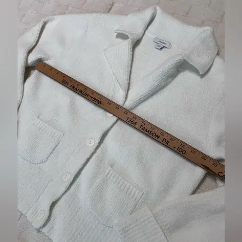 Dress Barn  Women’s White Fuzzy Cardigan Size Large Button Up