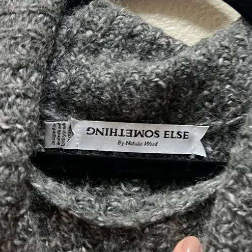 Something Else By Natalie Wood Gray Turtleneck Shawl Pullover Sweater One Size