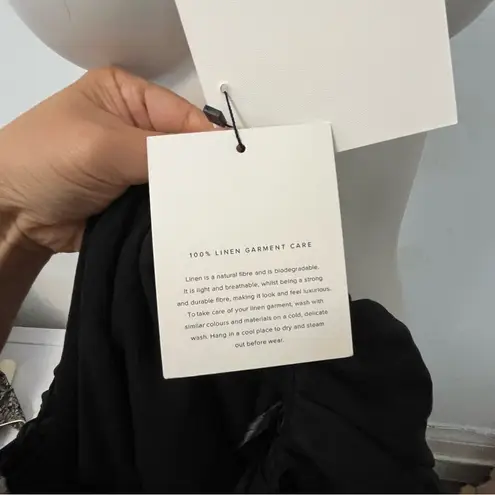 Dissh NWT ISABELLE Black ruffle on off the shoulder linen mini dress size 2