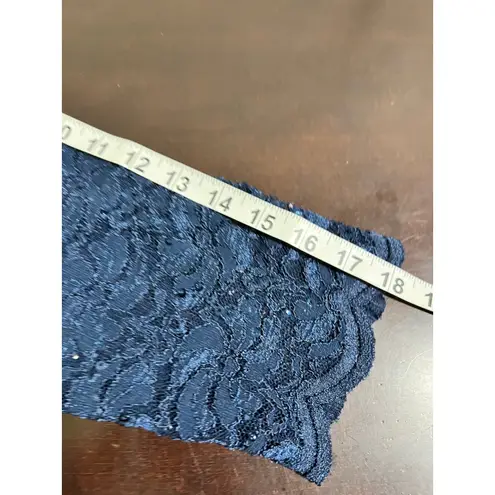 Alex Evenings Navy Blue Lace Sequin Open Front Bolero Jacket Women's Size 14