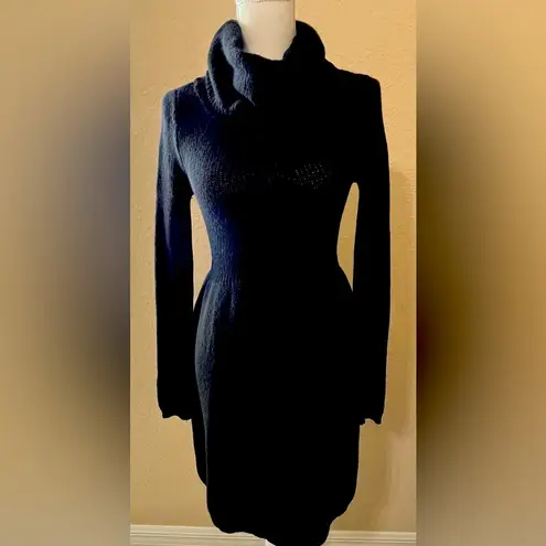 Vince  Wool Blend Turtleneck Sweater Dress, Black