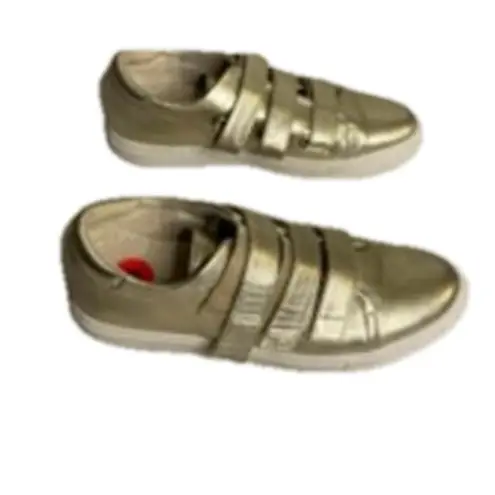 Metallic Gold Leather Velcro Sneakers Kenneth Cole New York Size 6