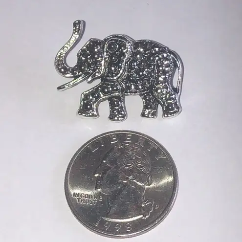 Silver Tone Studded Elephant Brooch Scatter Pin