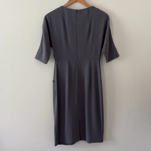 MM.LaFleur Grey Mei 3/4 Sleeve Pocket Shift Dress in Monsoon Size 2
