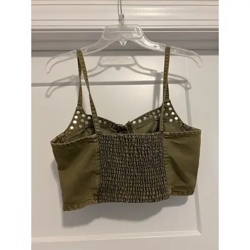 Funky Soul Size Large Large Corset Top Smocked Stretchy Back Studded Front Cups Green