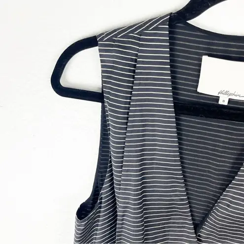 3.1 Phillip Lim Black Striped Silk Blend Sleeveless V-Neck Silk Lined Dress 8