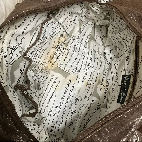 Barr & Barr Y2K Leather Bag Satchel Quilted Bronze Gold Retro Glam w/ Long Strap Brown