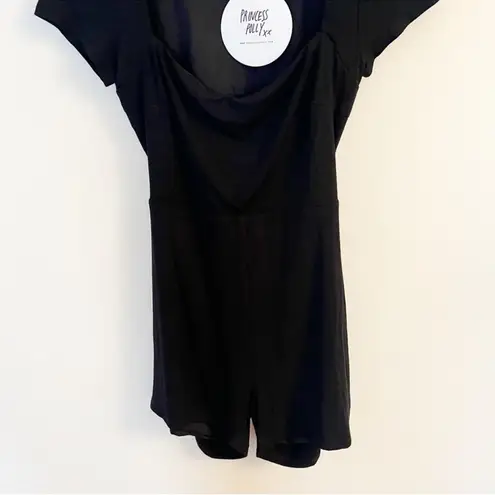 Princess Polly  Short Sleeve Romper Black Nolan Size 8 Knit Open Back NEW