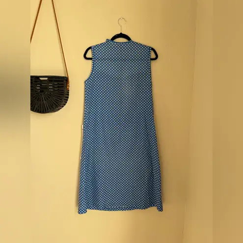 Vintage KOMAR Blue Polka Dot Sailboat Zip Nightgown Dress Size M