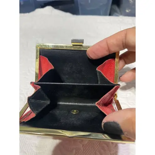 Vintage Red Crillon Leather Wallet With Gold