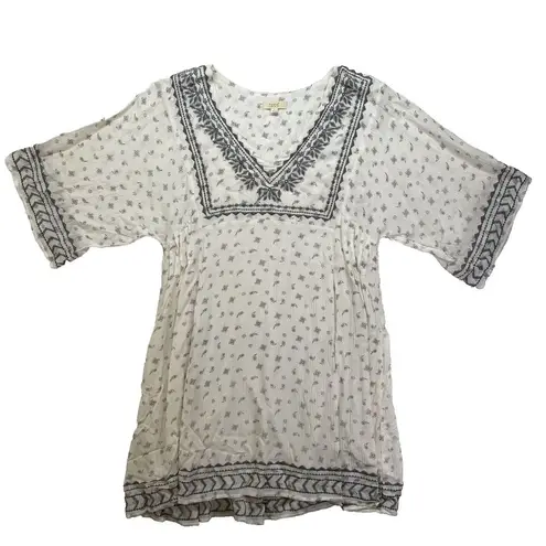 Oddy Dress womens S bohemian empbroidered Prairie core fit & flare White