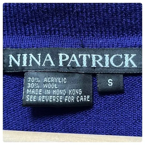 Nina Patrick Vintage Purple Point Collar Wool Blend Pullover Knit Sweater Small