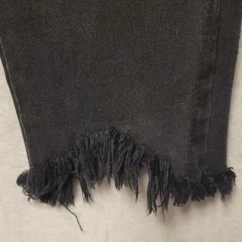 Pistola Black Skinny Jeans Raw Hem Distressed Emo Grunge Goth Punk Rock Size 26