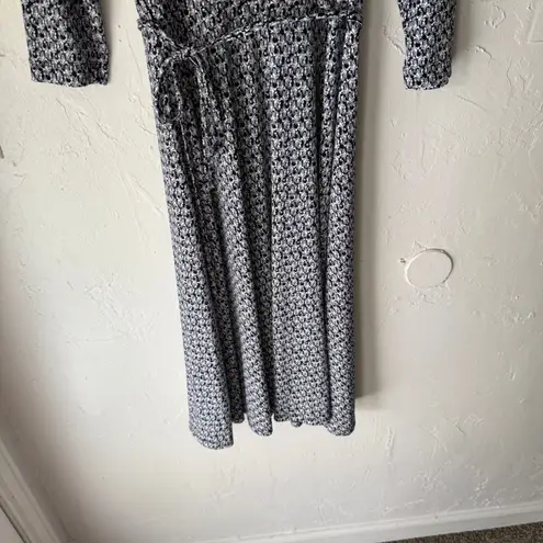 Kelly Renee Black White Patterned Wrap Maxi Dress L Old Money Horse Race Blue Size L