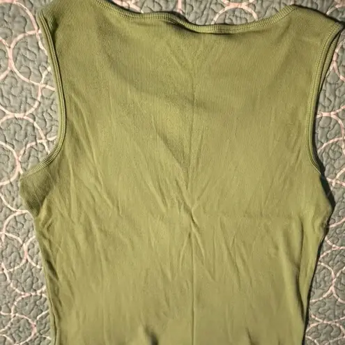 Jennifer Moore Green Tank Top with Bib Collar