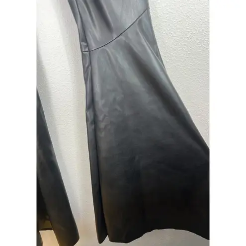 NWT MOTHER The Super Cha Cha Prep Heel Faux Leather Flare Leg Pants Black 23