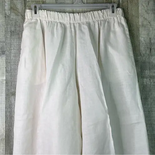 Bryn Walker Bryan Walker Large Linen Cream Color Cropped Pants w/Pockets Stretch Waistband