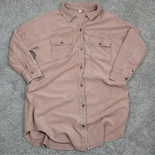 Pilcro Corduroy Shacket Duster Oversized Button Up Long Sleeve Mauve Size L - Image 8