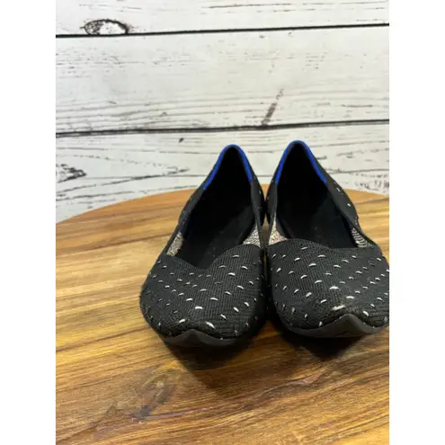 Women's Rothy's Black White Polka Dot The Point Flats Size 10.5