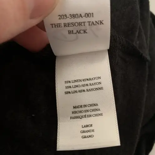 Rails The Resort Tank Black Sleeveless Shirt Thin Lightweight Sz L Linen Blend