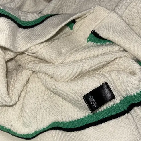 Tahari NWT Cable Knit Color block Gold Button Detail Cardigan Sweater