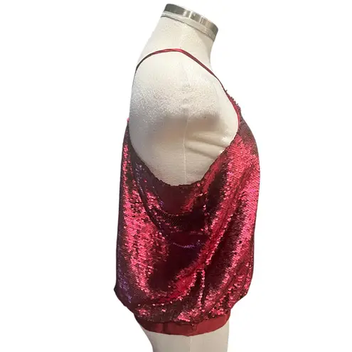 Sunday in Brooklyn Anthropologie Sequined Halter Top, deep red, Size Small NWT