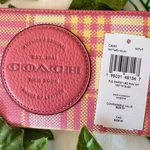 Coach Dempsey Large Phone Wallet With Garden Plaid Print And  Patch c8680