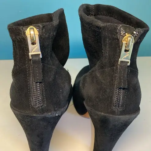 Brian Atwood  Black Suede Heeled Ankle Boots Size 7.5