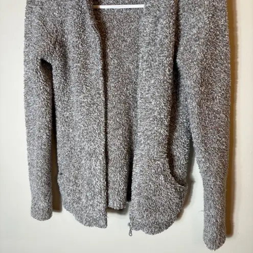 Barefoot Dreams CozyChic Lite Zip Up Hoodie Small Gray Cardigan