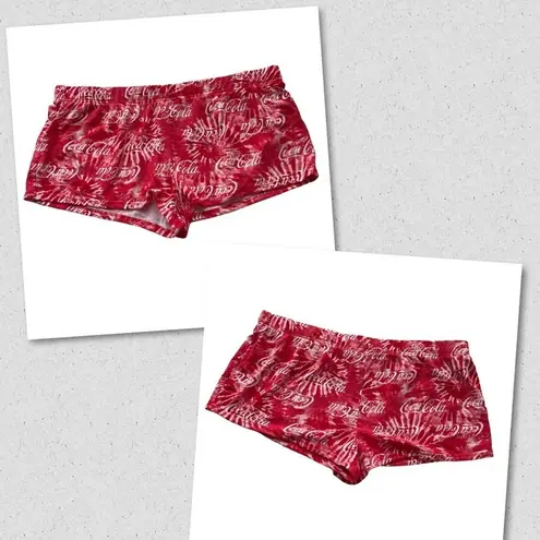 Coca-Cola Novelty Tie Dye Boy Shorts Red White 2XL French Terry Pull On Bootie
