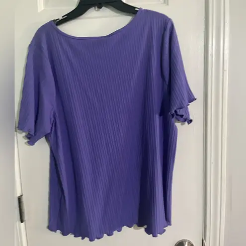 Ava & Viv  purple ribbed short sleeve shirt size 0x