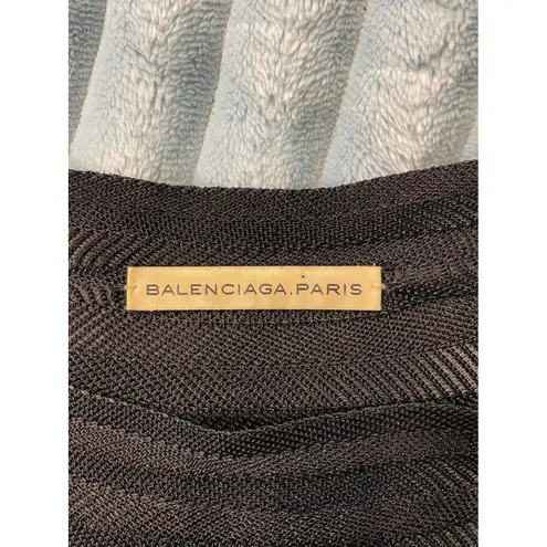 Balenciaga Paris Knit Dress Long Sleeve Sheer Stripe Dark Black Size 38 size S