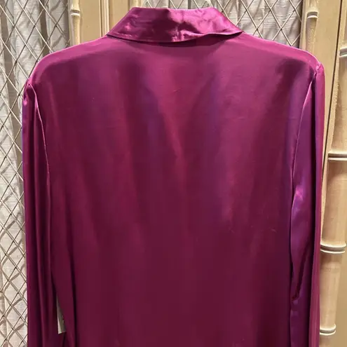 Kate Hill Fuchsia Rose Pink 100% Silk Blouse - sz 12 -