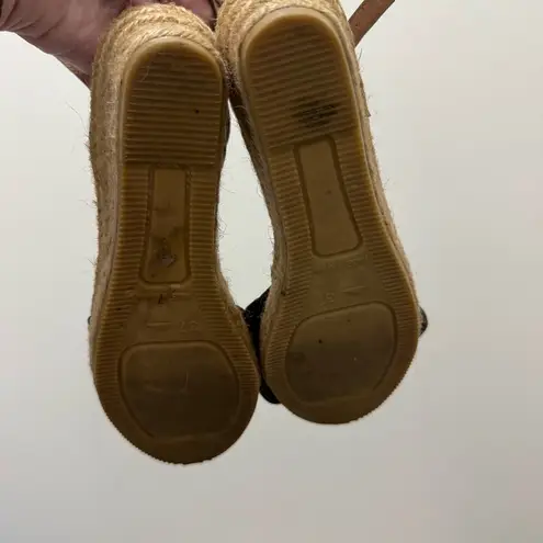 Gaimo Dark Brown Bow Strap Espadrille Wedge Sandals 37/6.5