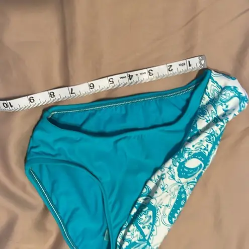 NWT sunsets brand size small turquoise and white paisley print bikini bottom Blue
