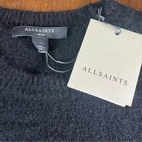 ALLSAINTS Women’s Black Cropped Wool Blend Knit Crewneck Sweater Size L NEW