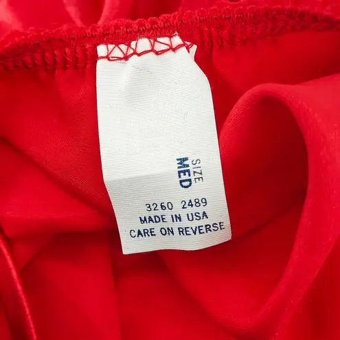 Vintage Glossy Lipstick Red Satin Lace Teddy Unlined Womens Medium