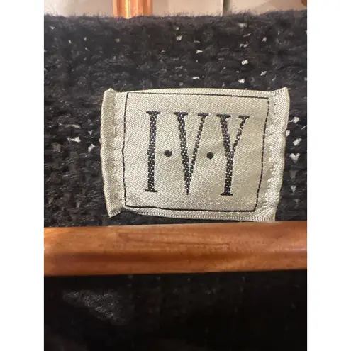 Vintage IVY Knit Cardigan Sweater Cottage core Teacher Schoolhouse Size S RaRE Black