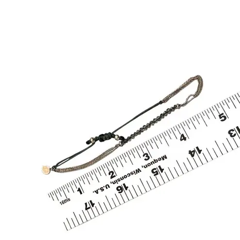 Stella & Dot crystal with olive green adjustable thread bracelet