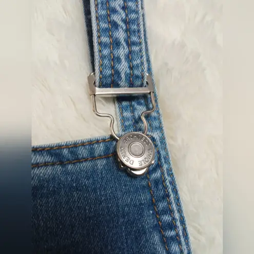 CHIQLE Denim Architect Bib Cutoff Shorts Frayed Hem Pouch Blue Size S