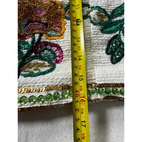 MISA Los Angeles Embellished Floral Cropped Jacket Women's Size L