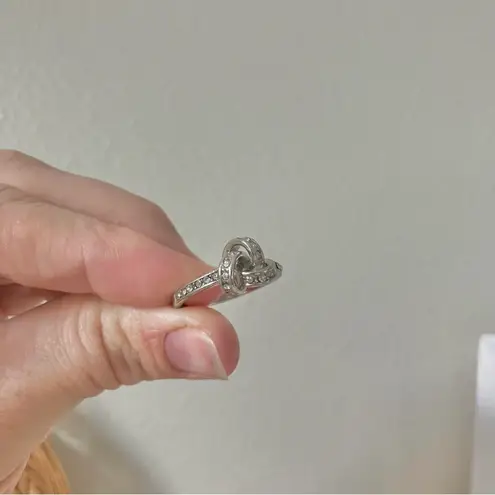 Love Knot Silver Diamond Ring Vintage Bow Pave Inset Promise Engagement Classic Jewelry