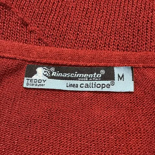 Y2K Rinascimento Babydoll Knit Top M Italian Ruffled Lace Trim Burgundy Red Bows Size M