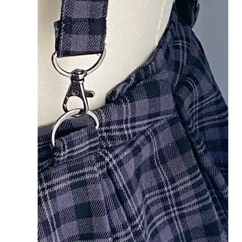 Hot Topic  Suspender Black & Gray Plaid Pleated Mini Skirt ~ Women's Size LARGE