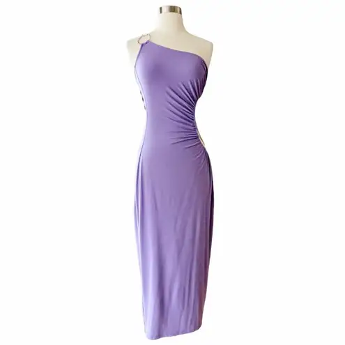 We Wore What Cocktail Snake Chain Cut Out Maxi Dress Electric Purple Medium NWT