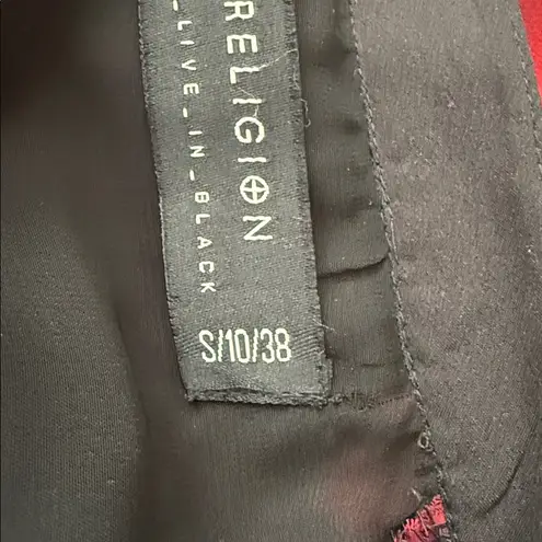 Religion Red Batik Pullover Mandarin Collar Tunic Top