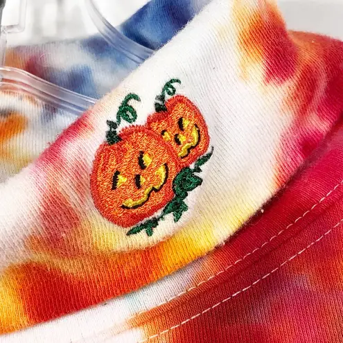 Pumpkin King Tie Dye Top Eagles Eye Sweater Jack o Lantern Pumpkin Halloween 822 Orange Size M